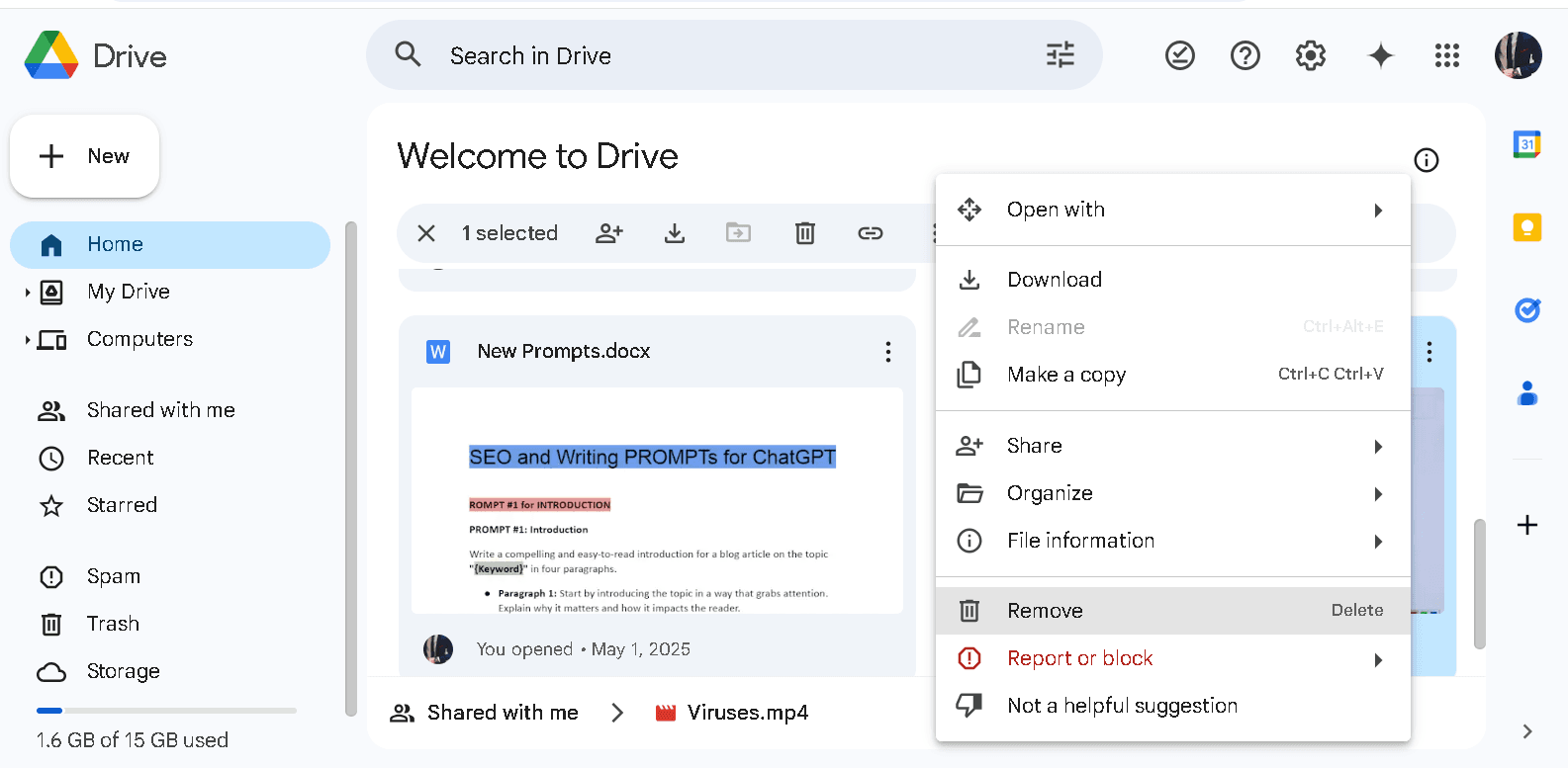 How to Delete Files in google drive 