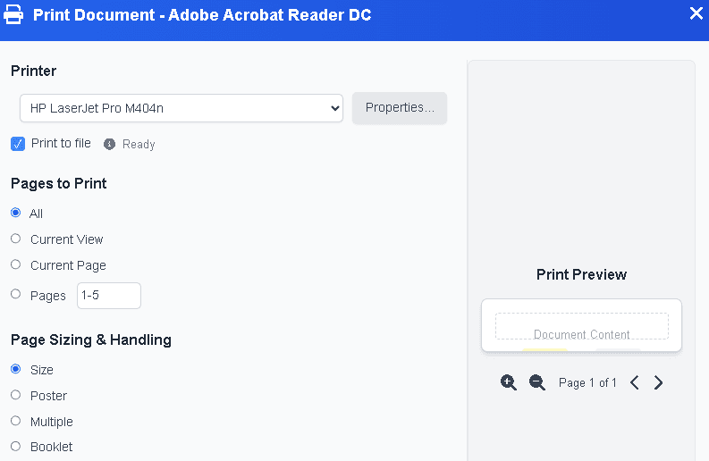 Adobe Reader Print